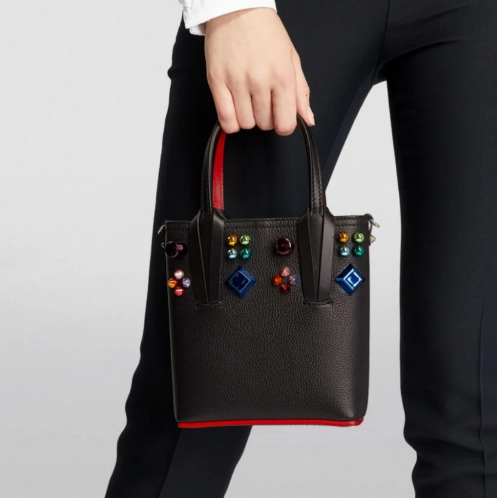 Louboutin: Cabata Mini Rainbow Multicolor Studded Crossbody Bag ๐ - Picture 4 of 14